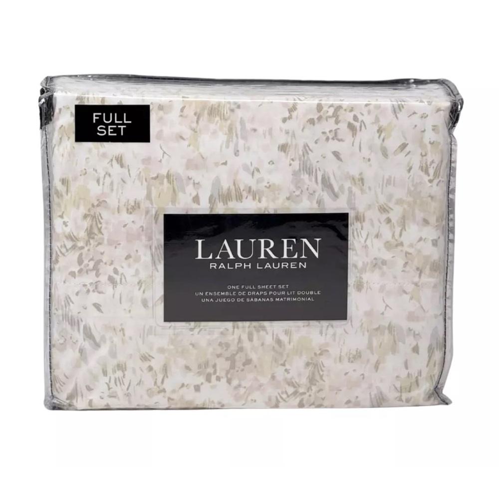RALPH LAUREN FULL Supreme Cotton Pastel Abstract Floral  Designer Sheet Set NEW